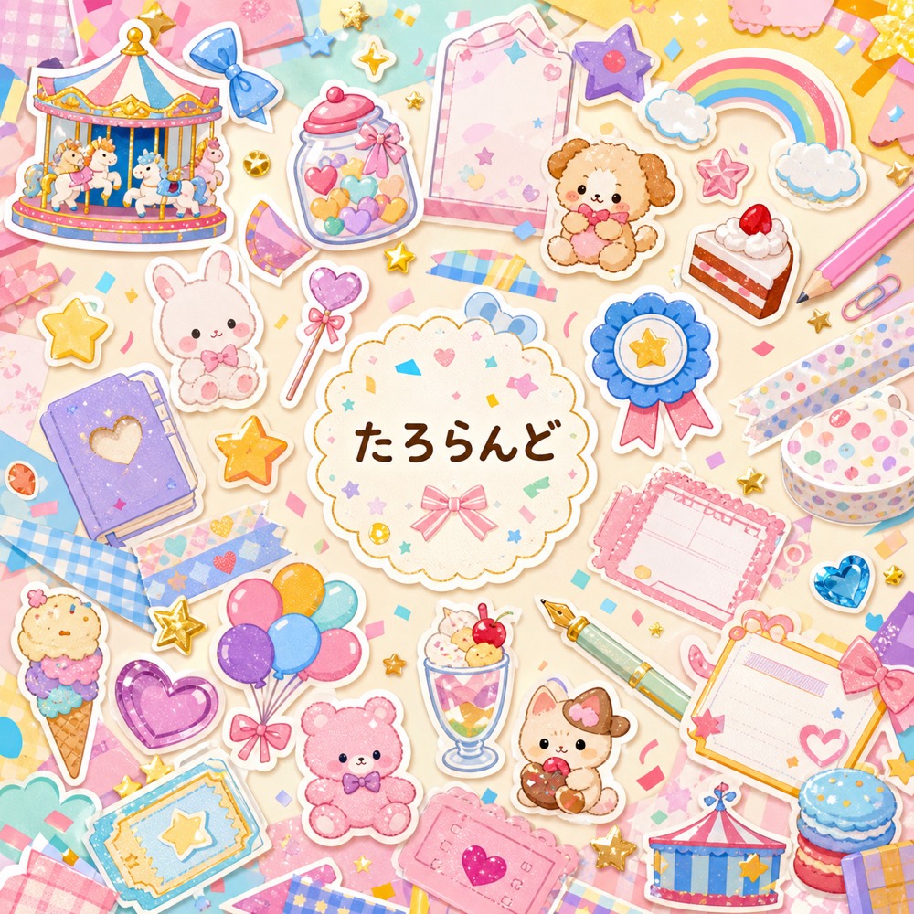 カラフルなシールがあふれる、賑やかでかわいいキービジュアル